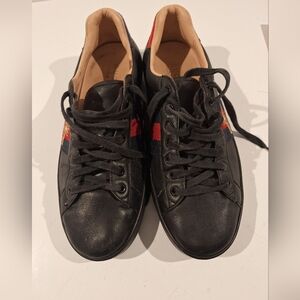 Gucci Ace Black Leather Bee Men's Shoes